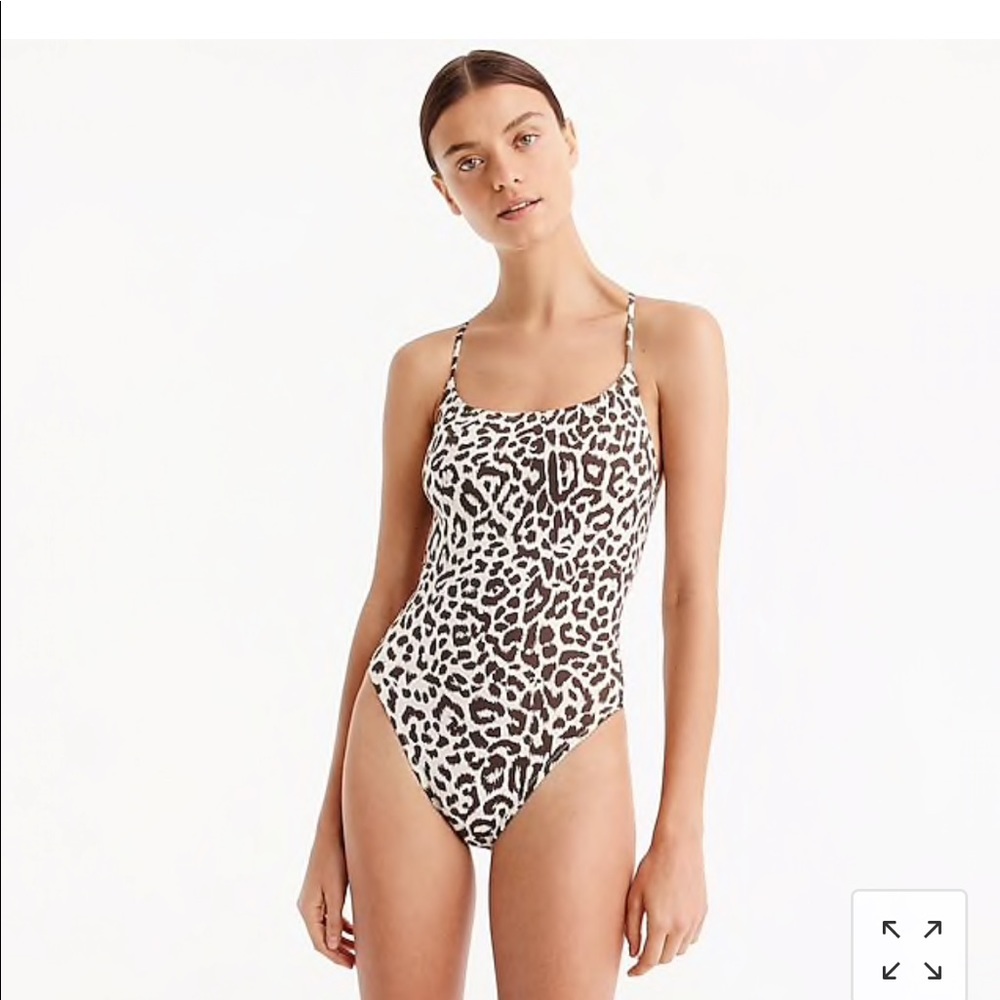 J crew tie-back one piece swimsuit in leopard
